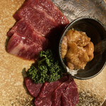 Shichirin Yakiniku Tanoshiira - 和牛カルビ、赤身ロース、味噌ホルモン