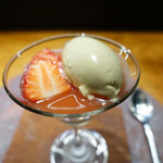 レストラン・カワサキ - 酒粕ブランマンジェに焼きナス・アイス