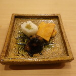 すし処 睦月 - 蕗寿司、平貝明太、ワカメとイカ蕗みそ和え