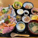 katsugyoranchisemmontemminoru - 海鮮丼と大えびフライ定食　２５００円