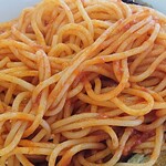 デニーズ - Denny's 西葛西店 昼デニセットで選んだ ベーコンとなすのトマトスパゲッティに使われる1.6㎜ほどの太さのモチモチスパゲッティ