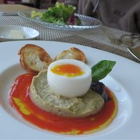レストラン 竜神亭 - 2013 lunch 焼きナスのムース　トマトのクーリーと一緒に