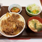 すき家 - おろしポン酢牛丼ランチセット大盛り