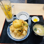 Machizushi Torotaku - カチカチレモンハイボールと海鮮かきあげ半熟玉子天丼