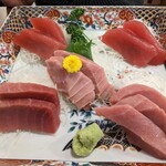 魚河岸 丸天 - まぐろ三昧 特トロ、中トロ、赤身 定食セット ¥2,695