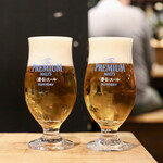 餃子とスパークリング バブルス - 神泡プレモル