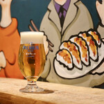 餃子とスパークリング バブルス - 餃子とビール