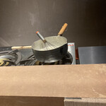 手打ち蕎麦 たがた - そばがき　調理準備