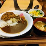 すき家 - 炭火焼きほろほろチキンカレー並690円 サラダセット190円