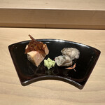 Sushi Nishimura - あん肝と牡蠣のオイル煮