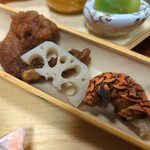 銀座 しのはら - スッポンのから揚げ、レンコン、伊勢エビの西京焼き