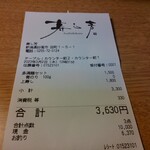 寿し芳 - レシート。