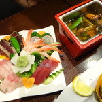 網元イタリアン - 具だくさんのオイルにつけますが、お刺身でもOK