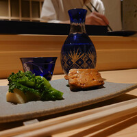 鮨しいな - あん肝生姜煮 菜花とタケノコを添えて