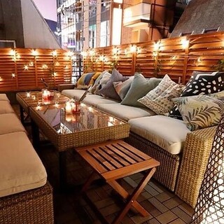 Even on rainy days ◎ Stylish Beer Garden with plenty of openness ♪