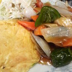 新華苑 - 酢豚とカニ玉子焼