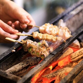 We are also proud of our Grilled skewer, each of which is carefully grilled over binchotan charcoal.