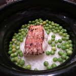 食事　甘鯛　碓井豆　炊き込みご飯　味噌汁　香の物