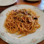 ファッティーズ - 地だこのガーリックオイルトマト風味スパゲッティ