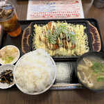 わ楽 - ガーリック照り焼きチキン定食(マヨビームがけ)R5.3.9