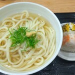 真正手打ち讃岐うどん いなせや - かけうどん（3玉）+おにぎり 