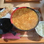 Toyooka Sakusaku Udon - 二方ちくわ天付き鶏卵カレーうどん　ミニライスサービス