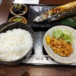 Saketosakana Maruzou - さば文化干し定食 940円、納豆 100円 ♪