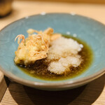 日本橋 蕎ノ字 - ☆車海老の頭
      ◎二つ目は天つゆで頂く。