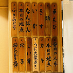 日本橋 蕎ノ字 - ◎今夜の天ぷらのお品書き