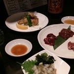 Ambe - かもめちくわ磯辺揚げ　シャモロック刺身　たこわさ