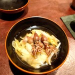 りょうりや 御旅屋 - 蛍烏賊と春キャベツのさっと煮