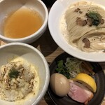 鴨出汁中華蕎麦 麺屋yoshiki - 塩つけ蕎麦＋浅利リゾット