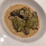 マッシュルーム - 牡蠣とモリーユのフリカッセ