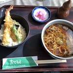 iwatesanresutoran - ミニ天丼と温蕎麦セット