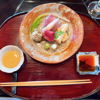 比良山荘 - 鯉の洗い　鰻の焼き霜　鹿肉のたたき　筍