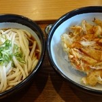 たかやす - かきあげ丼セット880円　※うどんは3玉　※2013年7月