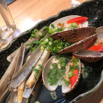 寿司を味わう 海鮮問屋 浜の玄太丸 - すだれ貝&まて貝酒蒸し　858円