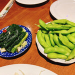 広島焼HIDE坊 - 広島菜、枝豆