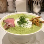 メンショー サン フランシスコ - 和牛ローストビーフのせ、抹茶鶏白湯ラーメン1250円