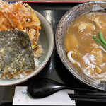 うどん　八州 - ミニかき揚げ丼とミニカレーうどん