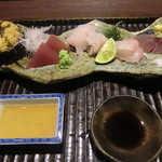 銀座 水野 - 造り（ムラサキウニ・鮪・鯖他）