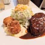 洋食レストラン ロッキー - ハンバーグステーキ&ホタテフライ