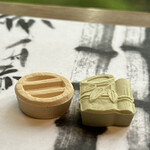 休耕庵 竹の庭の茶席 - 落雁はお抹茶と❤︎