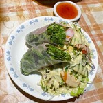 アジアンキッチンからうま - 9種の野菜サラダ添えの生春巻き