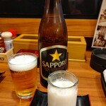 十勝 北海道 浜直活鮮 魚の一心 - ビール&お通しの白い茶碗蒸し