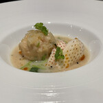 Spice & Dining KALA - 椀物　　海老真薯と苺の自家製味噌マラバール