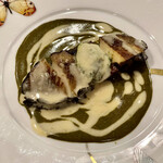 渡辺料理店 - 蝦夷鮑のソテー　蝦夷鮑って小さいものが多いんですがこれはなかなかのサイズ感です