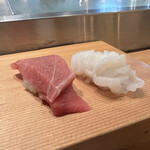 Setsukiji Sushi Sen - 中トロと生タコのにぎり