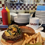 GRILL BURGER CLUB SASA -  "限定10食" 【3月のMonthly Burger】 『燻製ポークのニラ玉Burger¥1,150』 ※平日ランチは、ソフトドリンク付