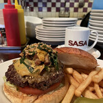 GRILL BURGER CLUB SASA -  "限定10食" 【3月のMonthly Burger】 『燻製ポークのニラ玉Burger¥1,150』 ※平日ランチは、ソフトドリンク付